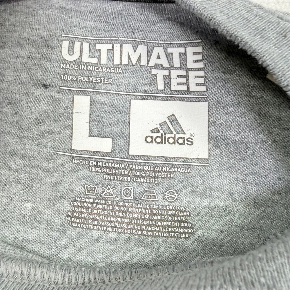 Adidas Ultimate Tee Mens Gray Heather‎ Performance Logo T-Shirt Large 4897A